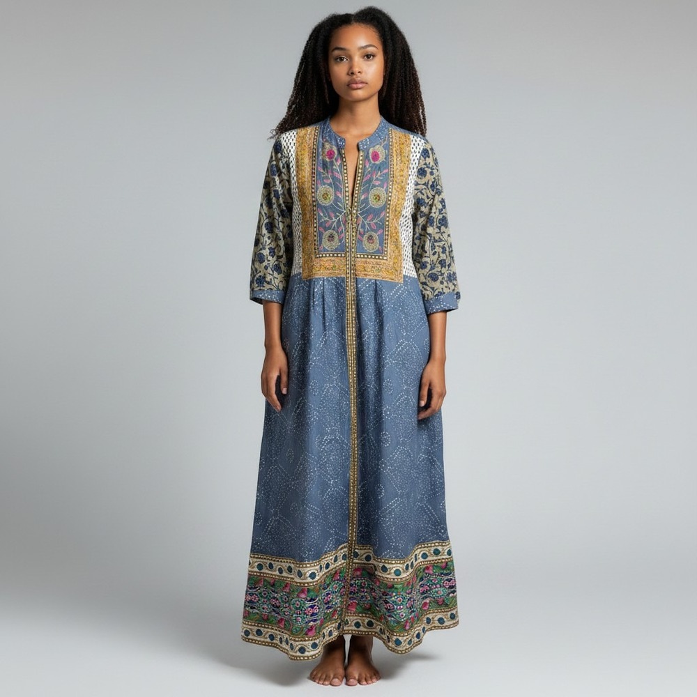 Sabhyata Anarkali Kurti Dress NWT Sz M Slim Blue Embroidered Ethnic Indian‎ Trad